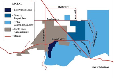 Map of the reservation and Camp 4 parcel